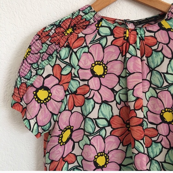 Zara Tops - Short Sleeve Floral Blouse | Zara